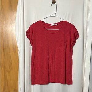 Sigrid Olsen Women's Red Cuffed Sleeve Top Size Medium